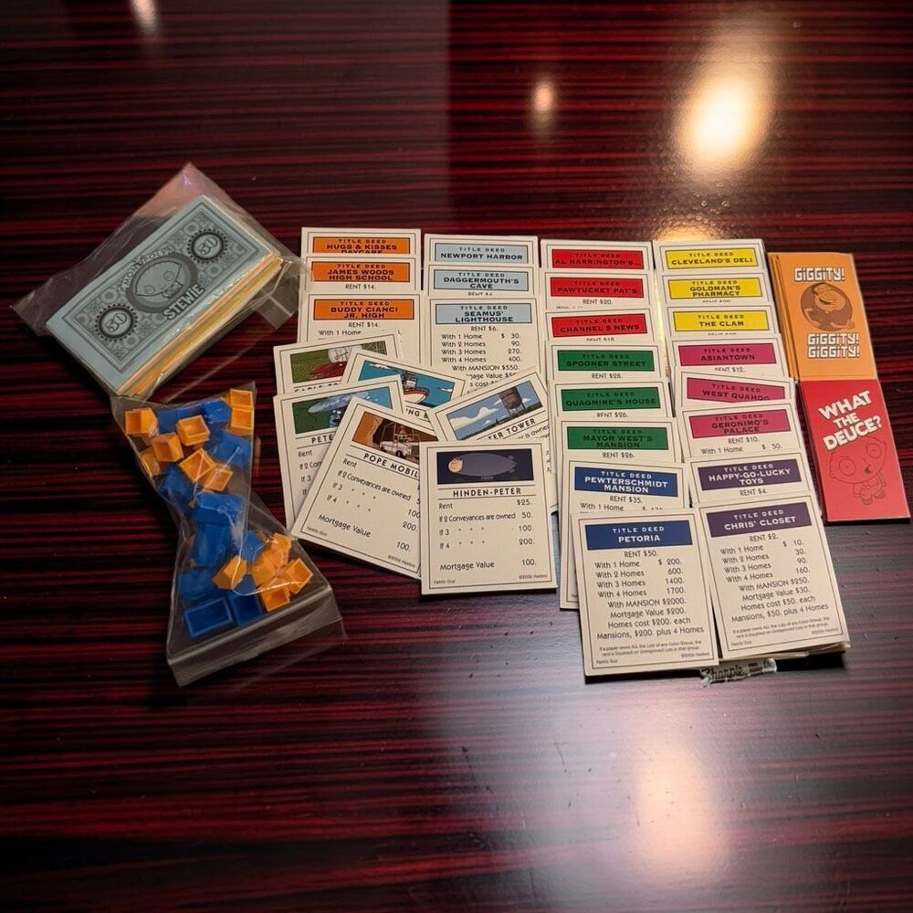 2010 Open Box USAopoly Family Guy Collector's Monopoly Replacement Parts Only